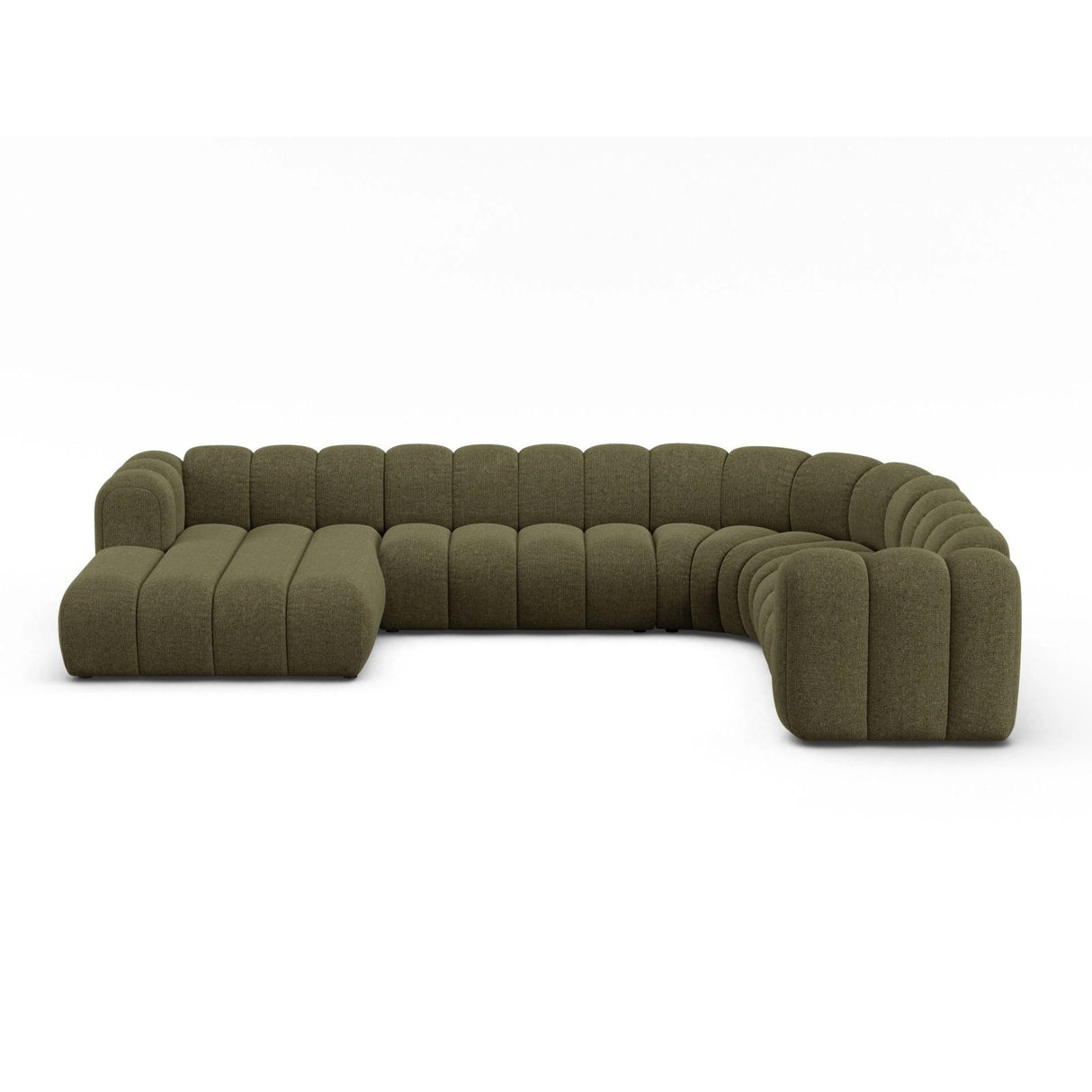 Lupine Modulares 6-Sitzer Panoramasofa, Rechte Seite, aus Chenille in Grün (Eden 12 Olive), 370x280 cm von Micadoni – Bild 1