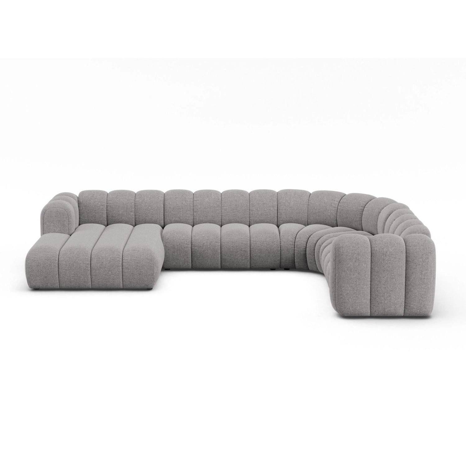 Lupine Modulares 6-Sitzer Panoramasofa, Rechte Seite, aus Chenille in Hellgrau (Eden 18 Grey), 370x280 cm von Micadoni – Bild 1