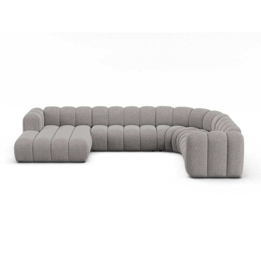 Lupine Modulares 6-Sitzer Panoramasofa, Rechte Seite, aus Chenille in Hellgrau (Eden 18 Grey), 370x280 cm von Micadoni – Bild 1