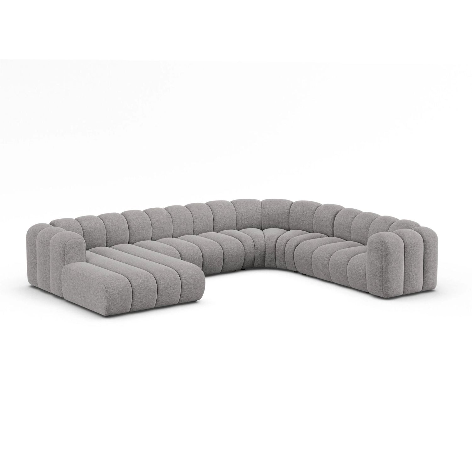 Lupine Modulares 6-Sitzer Panoramasofa, Rechte Seite, aus Chenille in Hellgrau (Eden 18 Grey), 370x280 cm von Micadoni – Bild 2