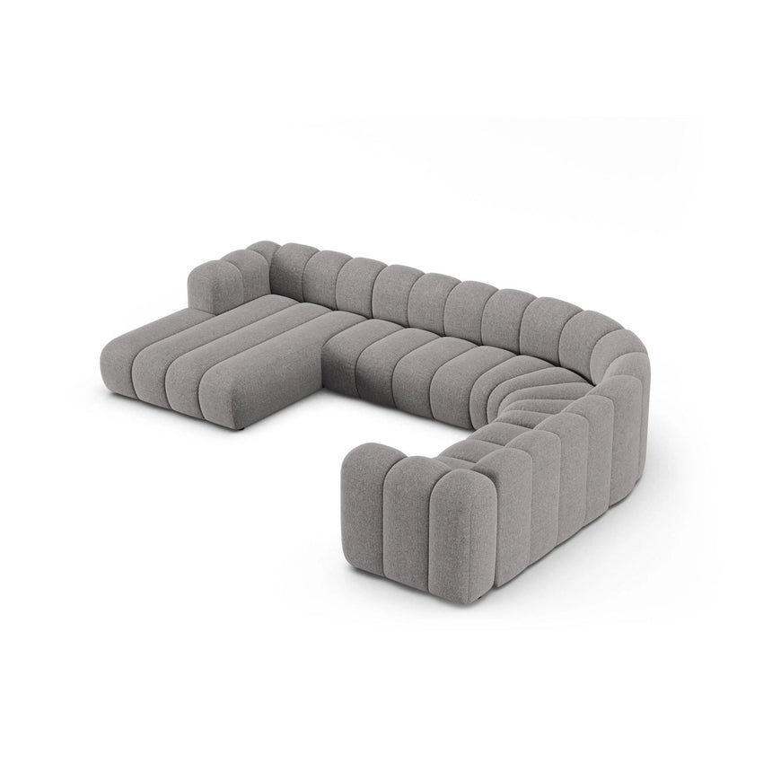 Lupine Modulares 6-Sitzer Panoramasofa, Rechte Seite, aus Chenille in Hellgrau (Eden 18 Grey), 370x280 cm von Micadoni – Bild 3