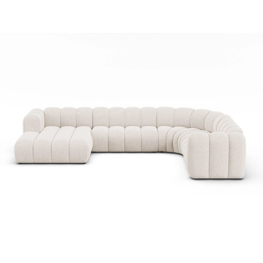 Lupine Modulares 6-Sitzer Panoramasofa, Rechte Seite, aus Chenille in Leichtes Beige (Eden 2 Pearl), 370x280 cm von Micadoni – Bild 1