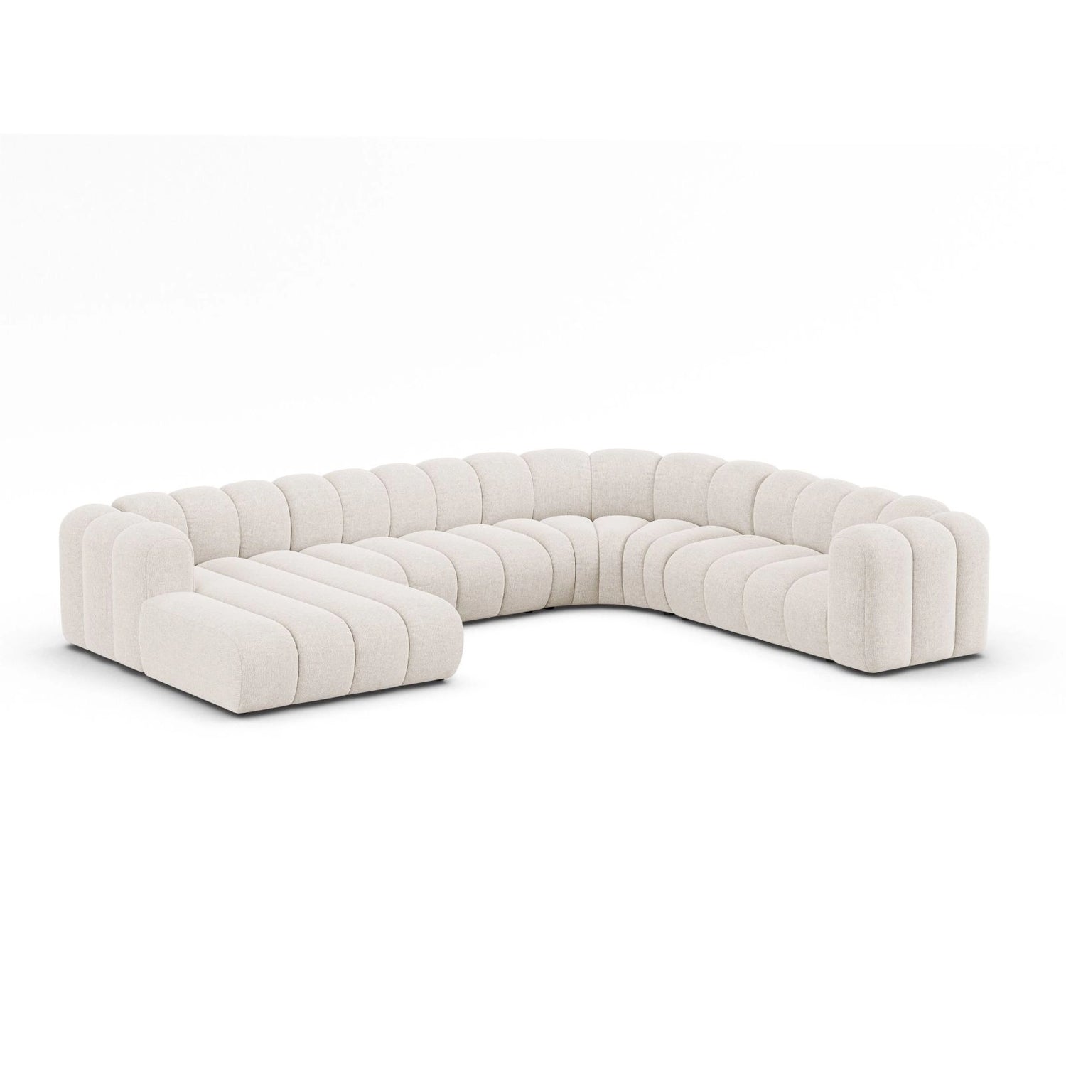 Lupine Modulares 6-Sitzer Panoramasofa, Rechte Seite, aus Chenille in Leichtes Beige (Eden 2 Pearl), 370x280 cm von Micadoni – Bild 2