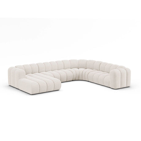Lupine Modulares 6-Sitzer Panoramasofa, Rechte Seite, aus Chenille in Leichtes Beige (Eden 2 Pearl), 370x280 cm von Micadoni – Bild 2