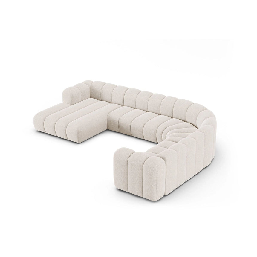 Lupine Modulares 6-Sitzer Panoramasofa, Rechte Seite, aus Chenille in Leichtes Beige (Eden 2 Pearl), 370x280 cm von Micadoni – Bild 3