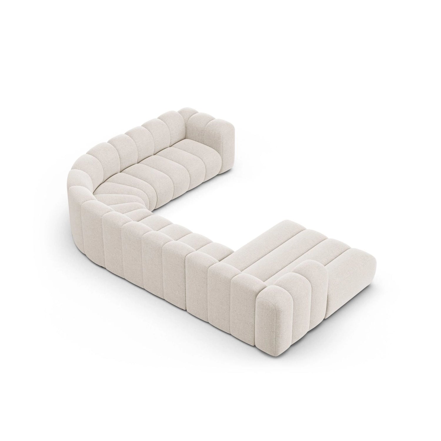 Lupine Modulares 6-Sitzer Panoramasofa, Rechte Seite, aus Chenille in Leichtes Beige (Eden 2 Pearl), 370x280 cm von Micadoni – Bild 4