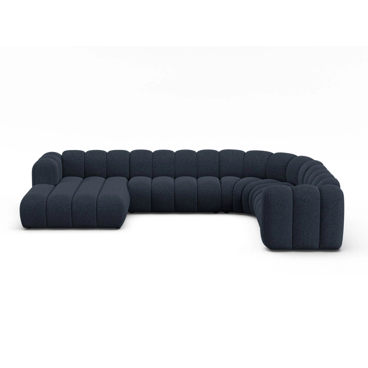 Lupine Modulares 6-Sitzer Panoramasofa, Rechte Seite, aus Chenille in Marineblau (Eden 16 Deep Blue), 370x280 cm von Micadoni – Bild 1