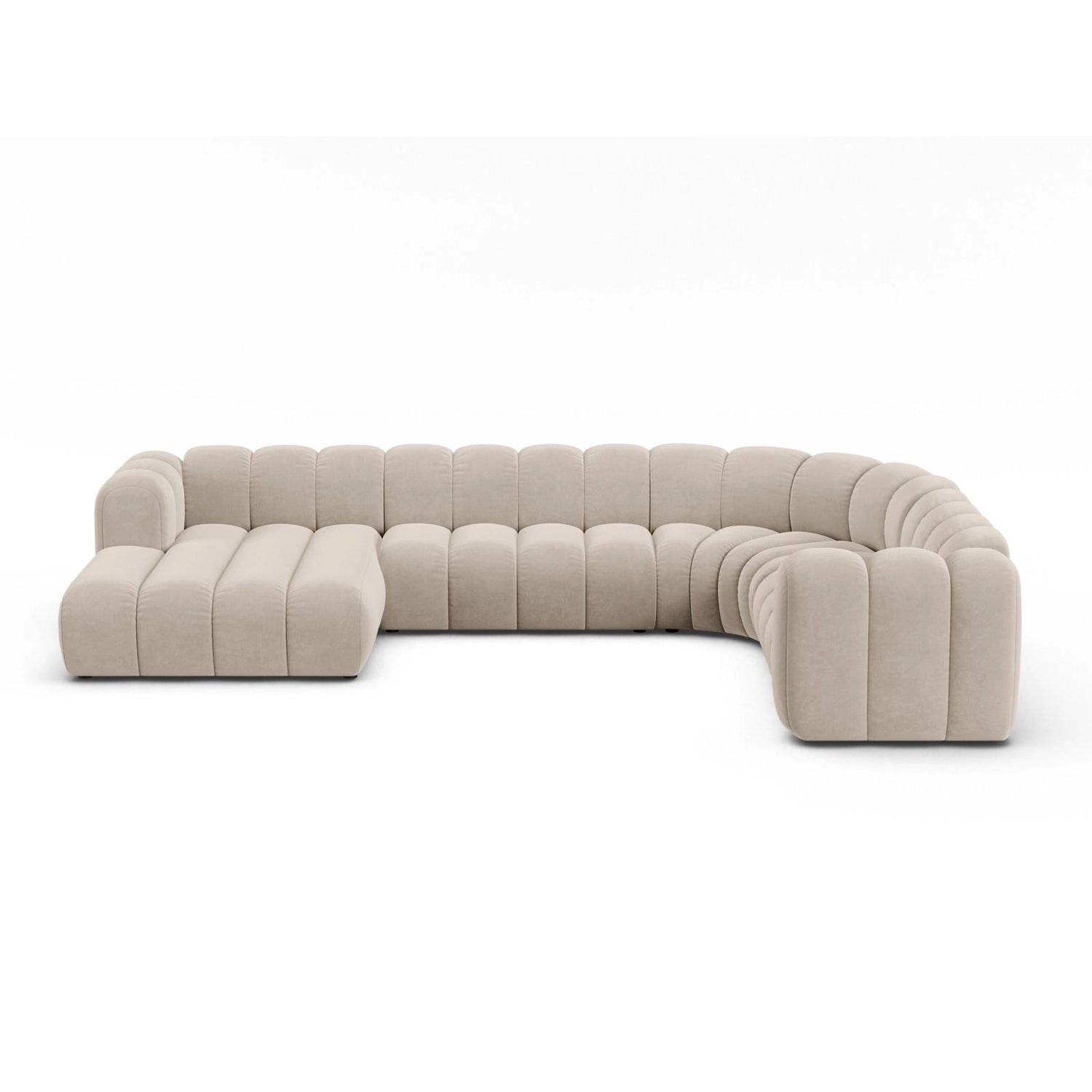 Lupine Modulares 6-Sitzer Panoramasofa, Rechte Seite, aus Samt in Beige (Salvador 1), 370x280 cm von Micadoni – Bild 1
