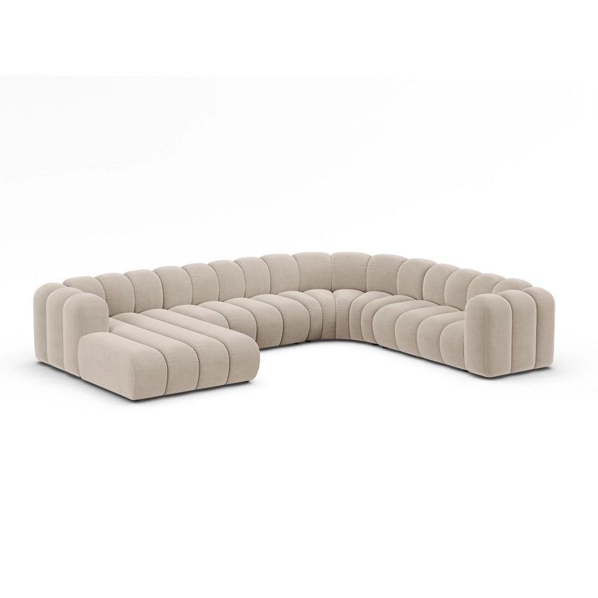Lupine Modulares 6-Sitzer Panoramasofa, Rechte Seite, aus Samt in Beige (Salvador 1), 370x280 cm von Micadoni – Bild 2