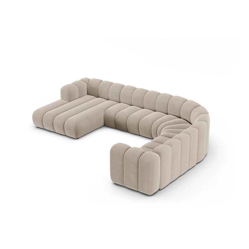 Lupine Modulares 6-Sitzer Panoramasofa, Rechte Seite, aus Samt in Beige (Salvador 1), 370x280 cm von Micadoni – Bild 3
