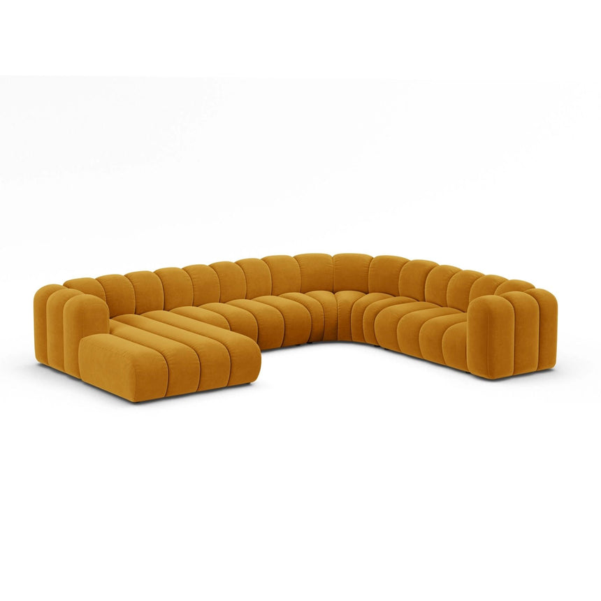 Lupine Modulares 6-Sitzer Panoramasofa, Rechte Seite, aus Samt in Gelb (Salvador 10), 370x280 cm von Micadoni – Bild 2