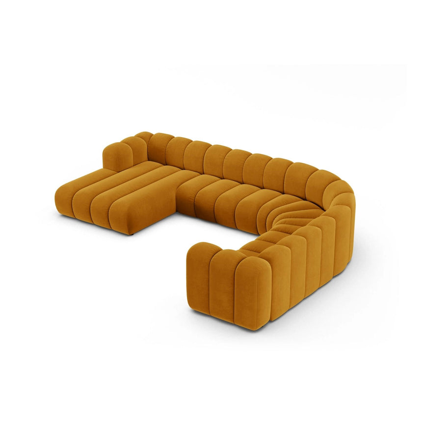 Lupine Modulares 6-Sitzer Panoramasofa, Rechte Seite, aus Samt in Gelb (Salvador 10), 370x280 cm von Micadoni – Bild 3
