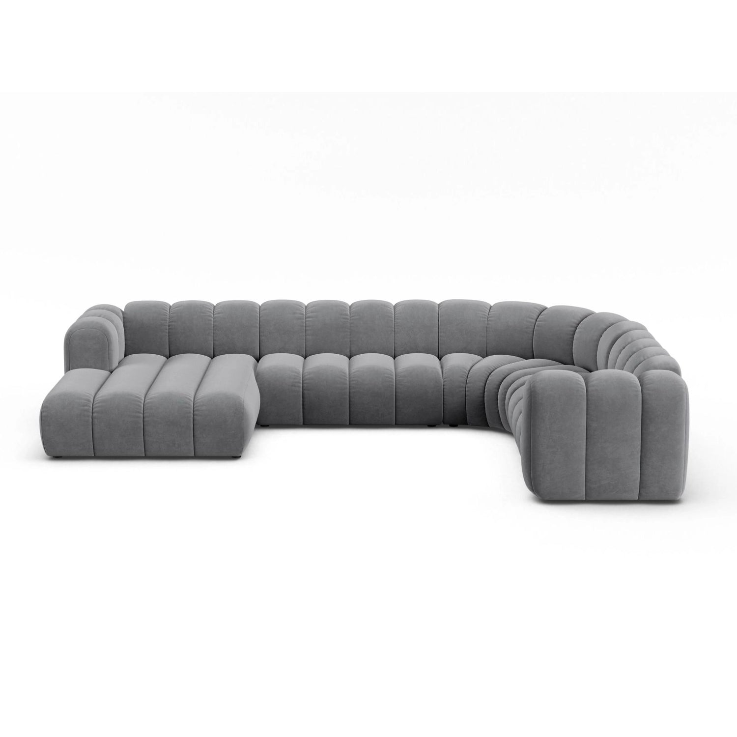 Lupine Modulares 6-Sitzer Panoramasofa, Rechte Seite, aus Samt in Grau (Salvador 17), 370x280 cm von Micadoni – Bild 1