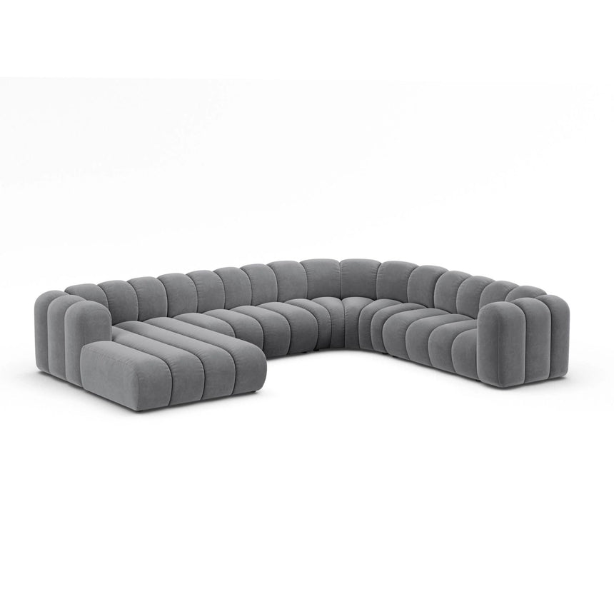 Lupine Modulares 6-Sitzer Panoramasofa, Rechte Seite, aus Samt in Grau (Salvador 17), 370x280 cm von Micadoni – Bild 2