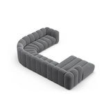 Lupine Modulares 6-Sitzer Panoramasofa, Rechte Seite, aus Samt in Grau (Salvador 17), 370x280 cm von Micadoni – Bild 4