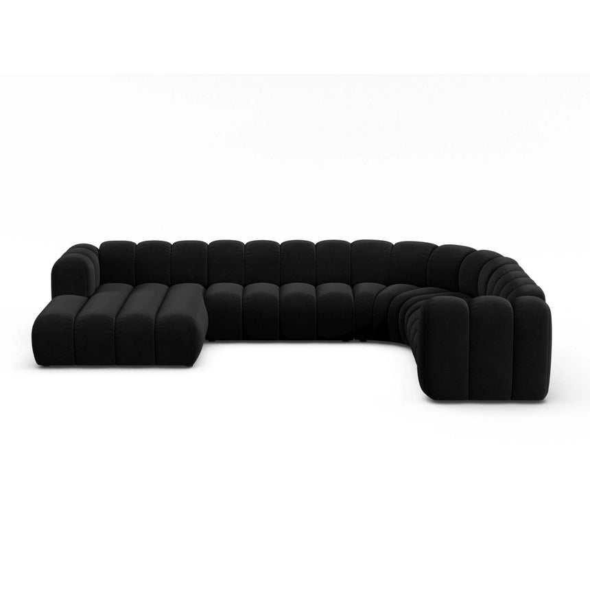 Lupine Modulares 6-Sitzer Panoramasofa, Rechte Seite, aus Samt in Schwarz (Salvador 19), 370x280 cm von Micadoni – Bild 1