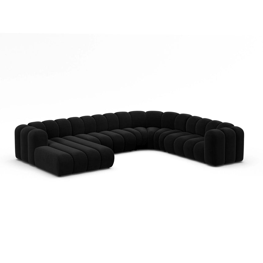 Lupine Modulares 6-Sitzer Panoramasofa, Rechte Seite, aus Samt in Schwarz (Salvador 19), 370x280 cm von Micadoni – Bild 2