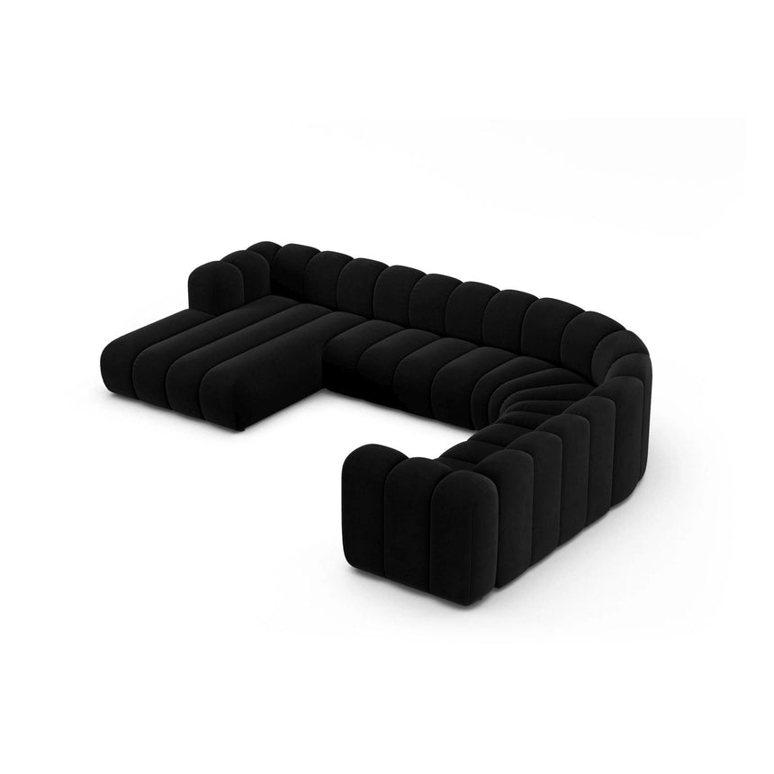 Lupine Modulares 6-Sitzer Panoramasofa, Rechte Seite, aus Samt in Schwarz (Salvador 19), 370x280 cm von Micadoni – Bild 3