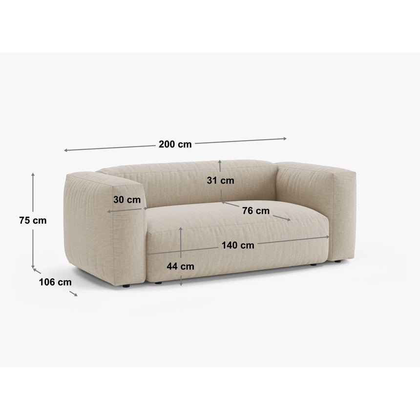 Martina 2-Sitzer Sofa aus Samt, Cord, Boucle oder Strukturstoff, 200x106 cm von Micadoni – Bild 2