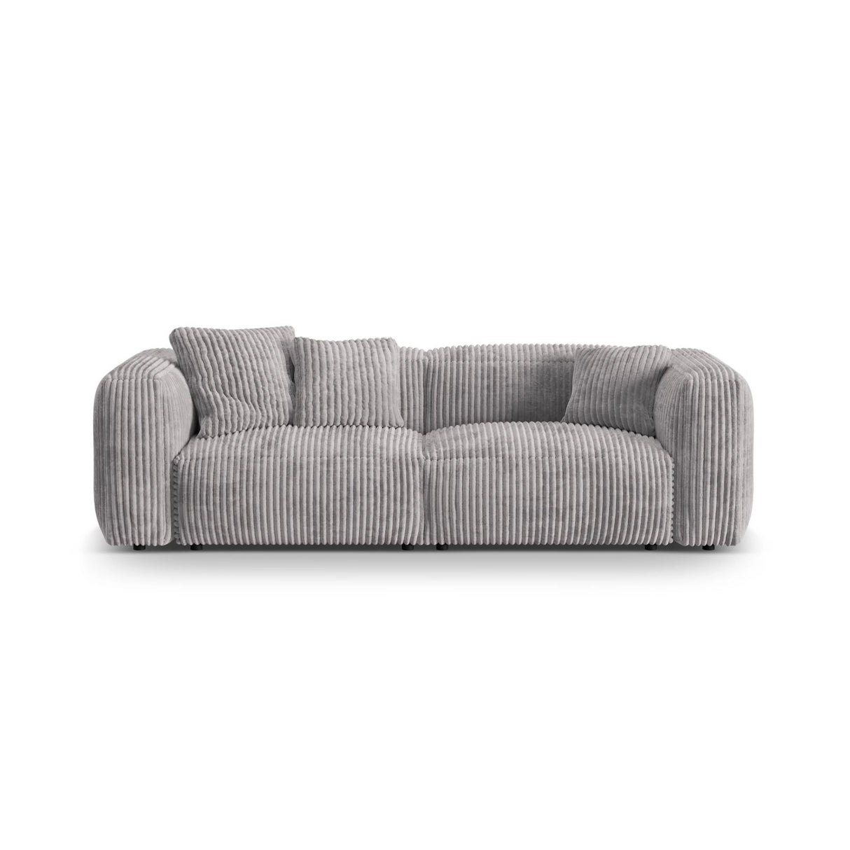 Martina 3-Sitzer Sofa, Sitztiefe 76 cm, aus Cord in Hellgrau (Tilia 86), 240x106 cm von Micadoni – Bild 1