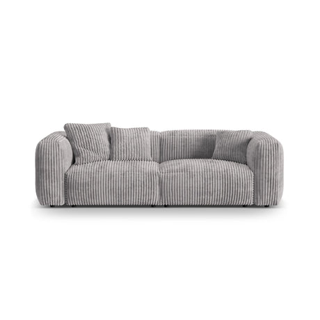 Martina 3-Sitzer Sofa, Sitztiefe 76 cm, aus Cord in Hellgrau (Tilia 86), 240x106 cm von Micadoni – Bild 1