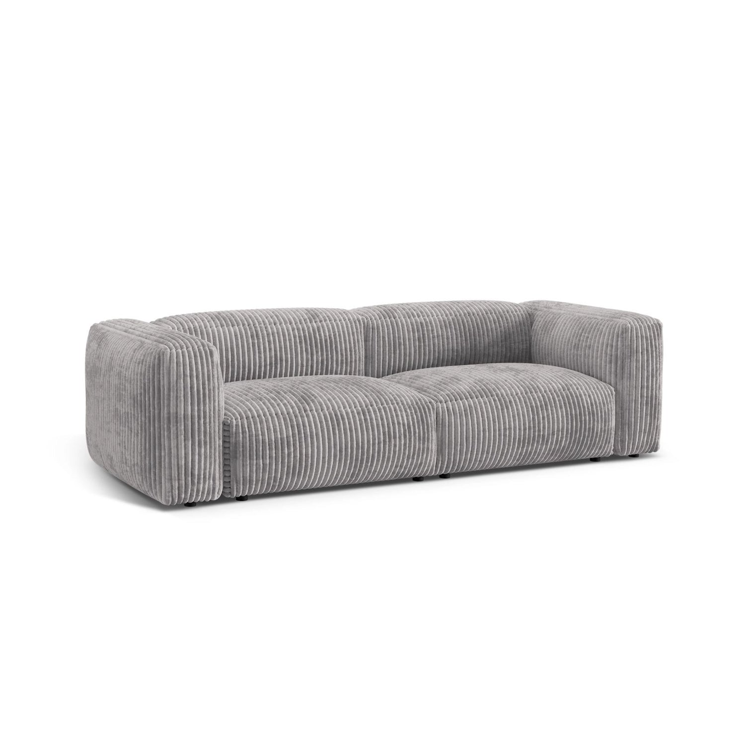 Martina 3-Sitzer Sofa, Sitztiefe 76 cm, aus Cord in Hellgrau (Tilia 86), 240x106 cm von Micadoni – Bild 3