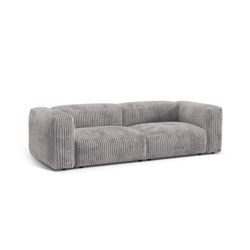 Martina 3-Sitzer Sofa, Sitztiefe 76 cm, aus Cord in Hellgrau (Tilia 86), 240x106 cm von Micadoni – Bild 3