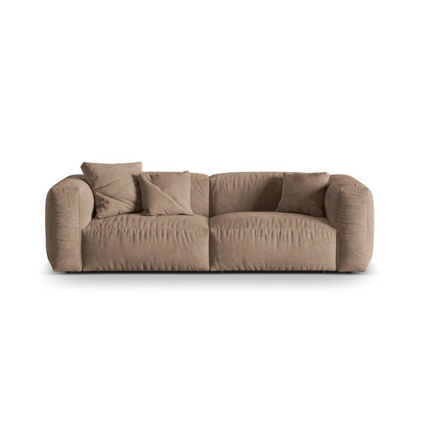 Martina 3-Sitzer Sofa, Sitztiefe 76 cm, aus Samt in Dunkelbeige (Vogue 3), 240x106 cm von Micadoni – Bild 1
