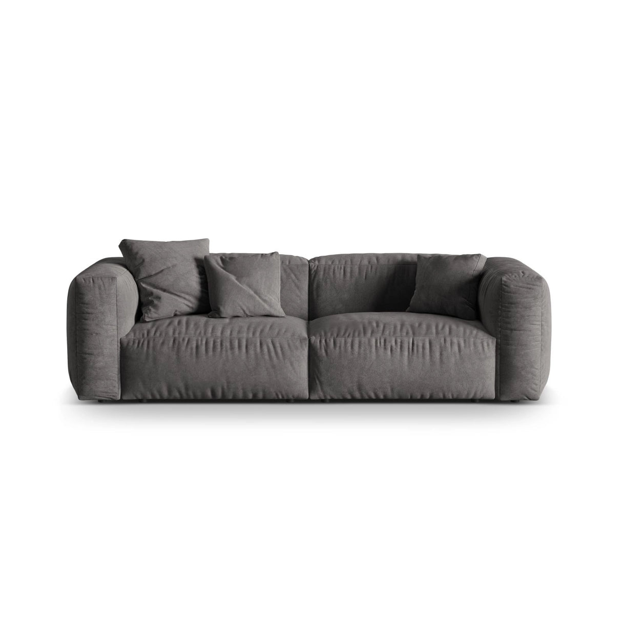 Martina 3-Sitzer Sofa, Sitztiefe 76 cm, aus Samt in Grau (Vogue 15), 240x106 cm von Micadoni – Bild 1
