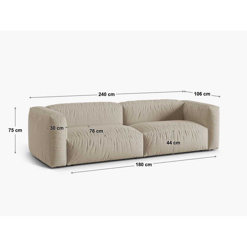 Martina 3-Sitzer Sofa, Sitztiefe 76 cm, aus Samt in Grün (Vogue 11), 240x106 cm von Micadoni – Bild 2