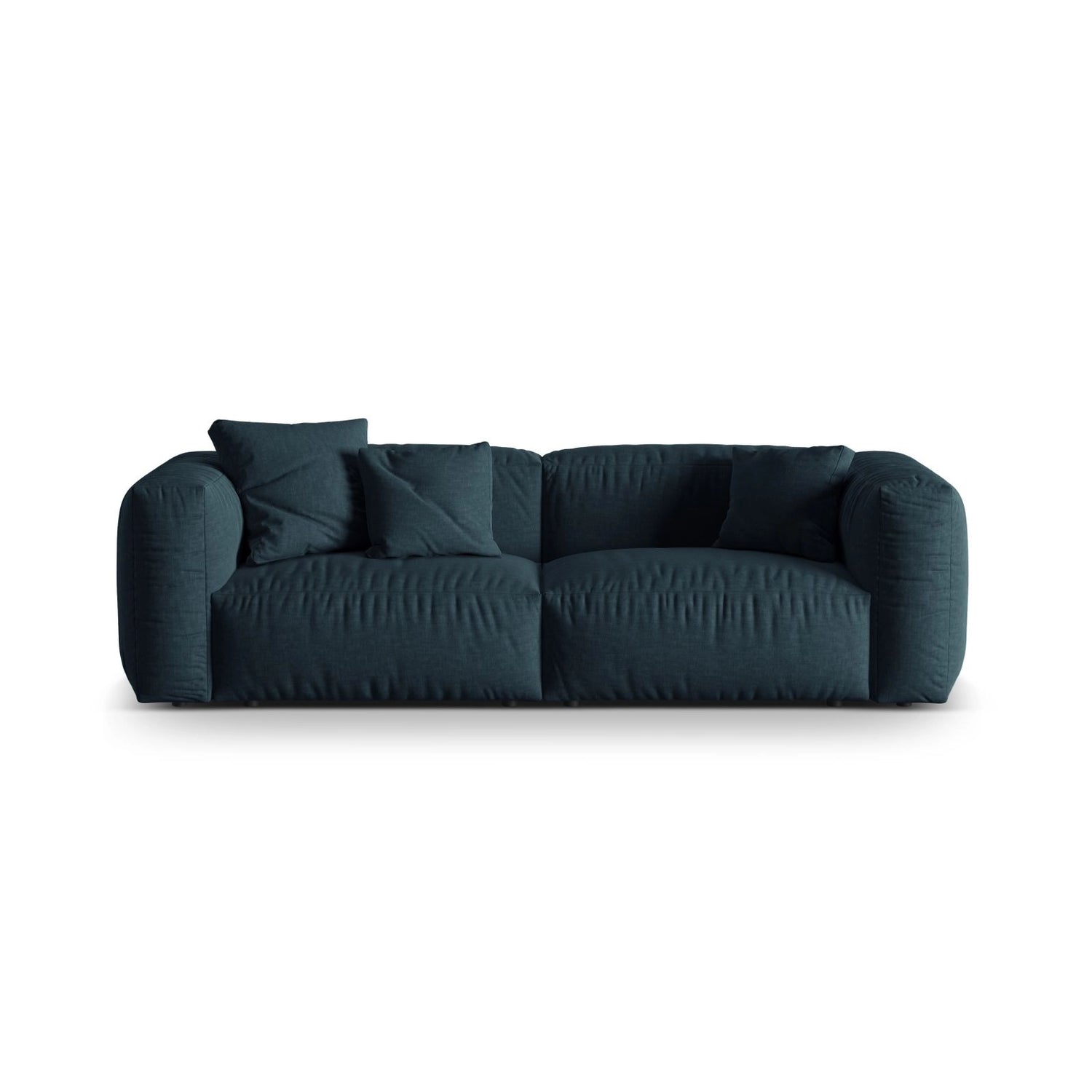 Martina 3-Sitzer Sofa, Sitztiefe 76 cm, aus Strukturierter Stoff in Blau Jeans (Boston Ocean), 240x106 cm von Micadoni – Bild 1