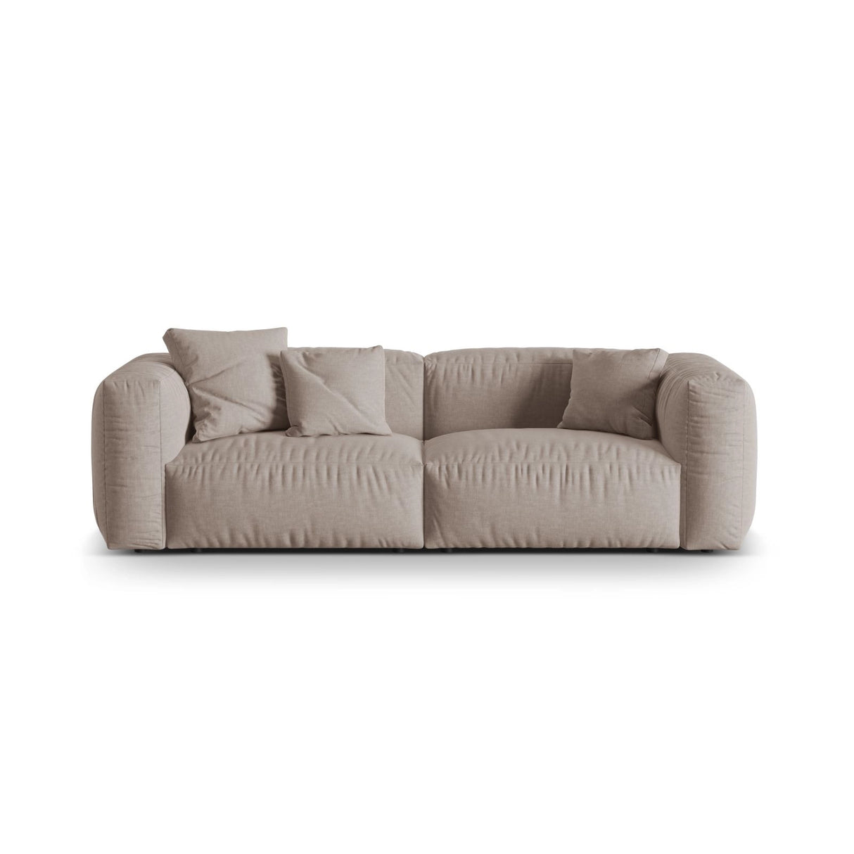 Martina 3-Sitzer Sofa, Sitztiefe 76 cm, aus Strukturierter Stoff in Dunkelbeige (Boston Trufa), 240x106 cm von Micadoni – Bild 1