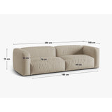 Martina 3-Sitzer Sofa, Sitztiefe 76 cm, aus Strukturierter Stoff in Dunkelbeige (Boston Trufa), 240x106 cm von Micadoni – Bild 2
