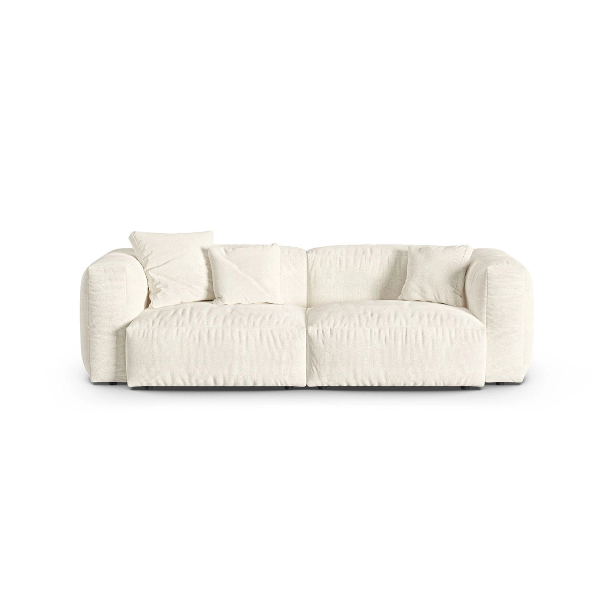 Martina 3-Sitzer Sofa, Sitztiefe 90 cm, aus Boucle in Elfenbein (Monet Nata), 240x120 cm von Micadoni – Bild 1