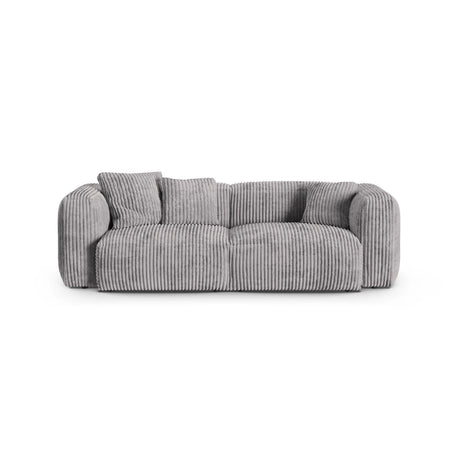 Martina 3-Sitzer Sofa, Sitztiefe 90 cm, aus Cord in Hellgrau (Tilia 86), 240x120 cm von Micadoni – Bild 1