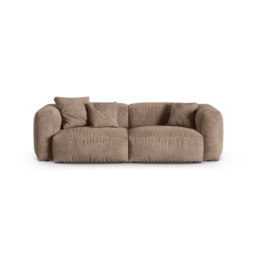 Martina 3-Sitzer Sofa, Sitztiefe 90 cm, aus Samt in Dunkelbeige (Vogue 3), 240x120 cm von Micadoni – Bild 1