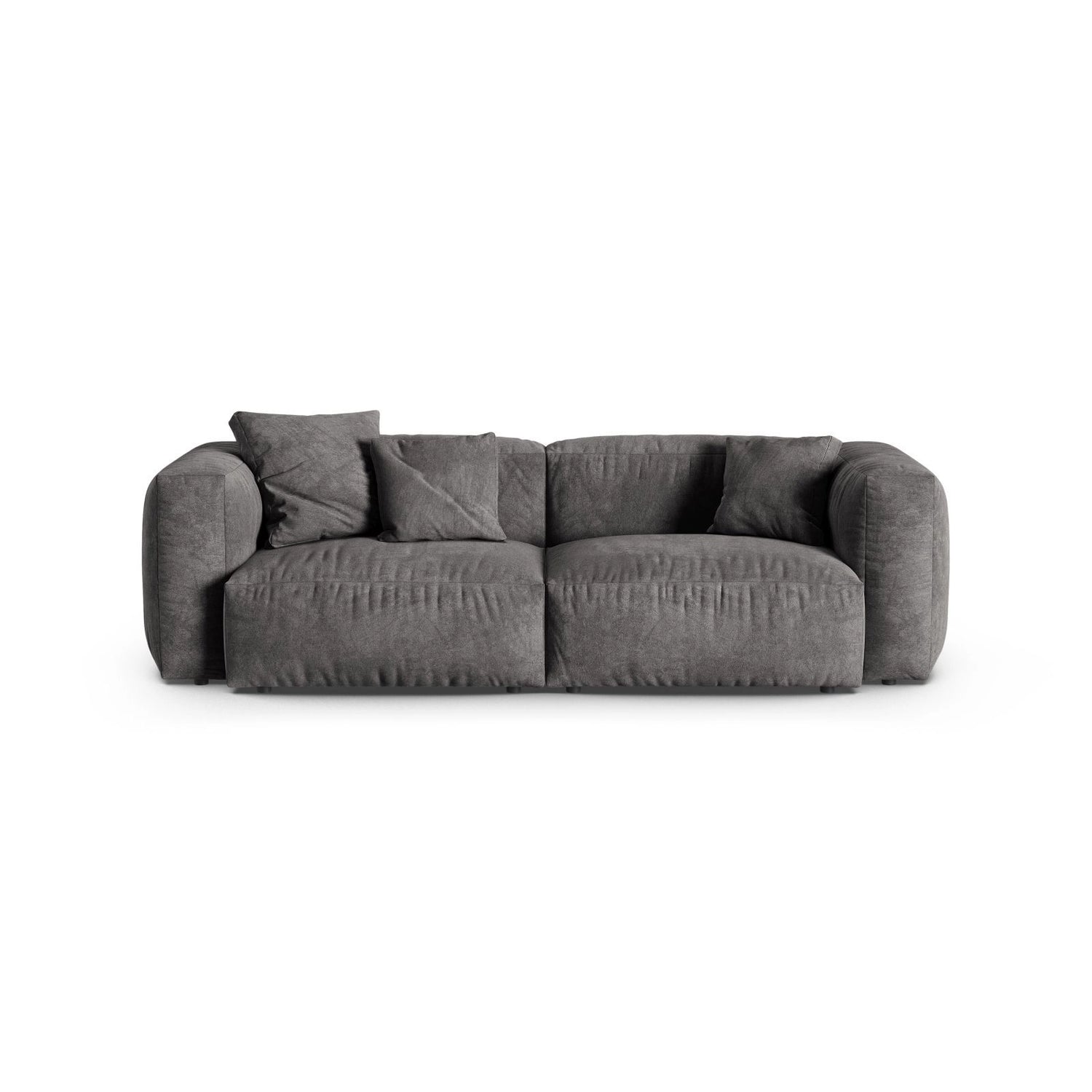 Martina 3-Sitzer Sofa, Sitztiefe 90 cm, aus Samt in Grau (Vogue 15), 240x120 cm von Micadoni – Bild 1