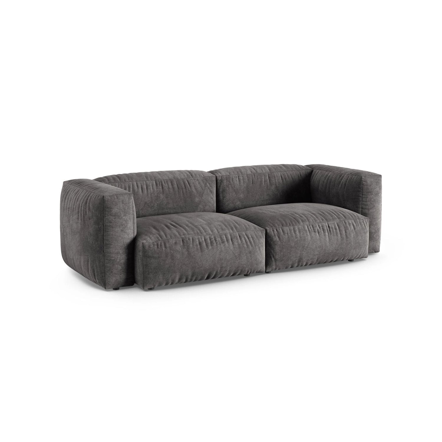 Martina 3-Sitzer Sofa, Sitztiefe 90 cm, aus Samt in Grau (Vogue 15), 240x120 cm von Micadoni – Bild 3