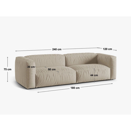 Martina 3-Sitzer Sofa, Sitztiefe 90 cm, aus Strukturierter Stoff in Blau Jeans (Boston Ocean), 240x120 cm von Micadoni – Bild 2