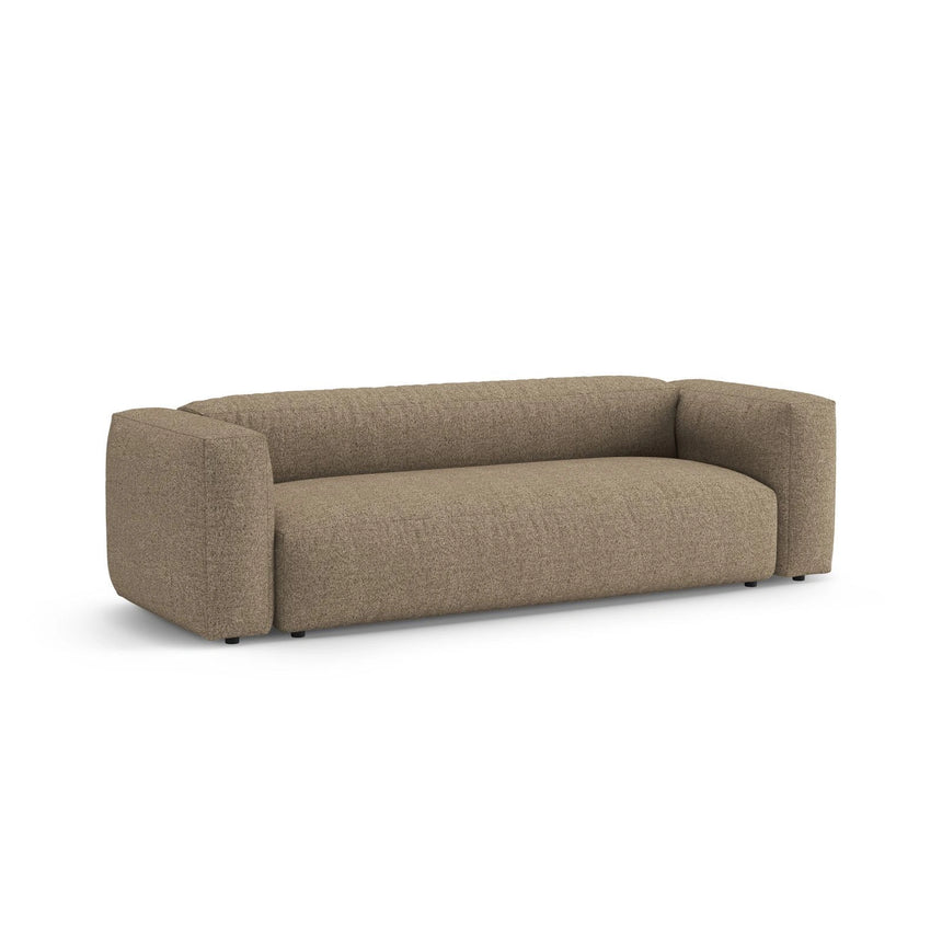 Martina 3-Sitzer Sofa mit Schlaffunktion, ausklappbar, aus Boucle in Cappuccino (Monet Cappucino), 264x106 cm von Micadoni – Bild 6