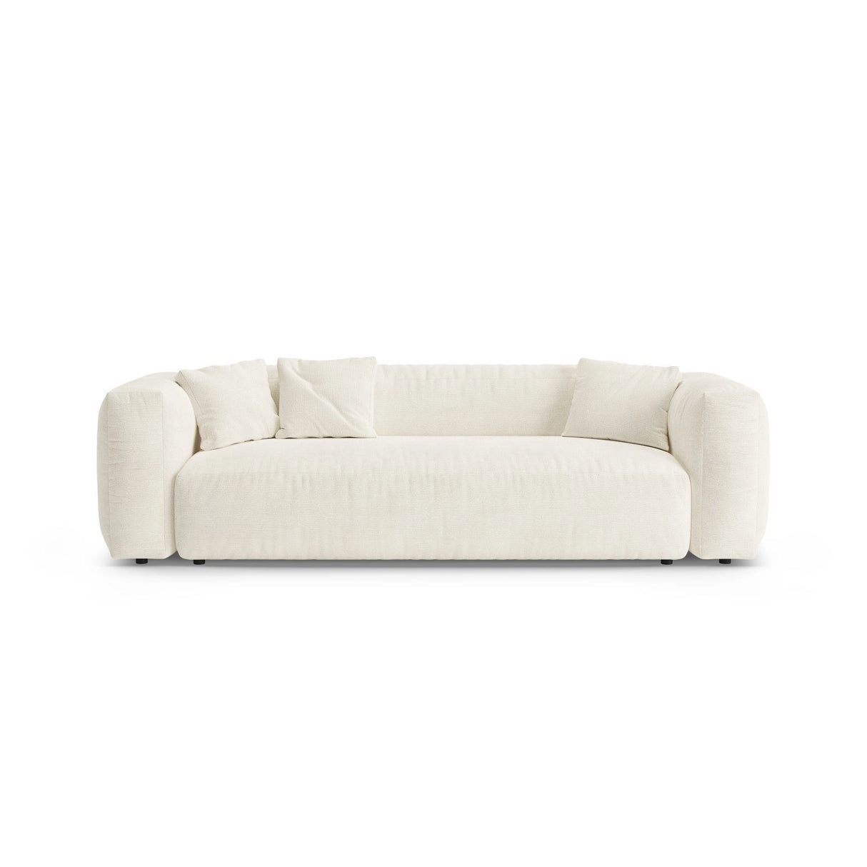 Martina 3-Sitzer Sofa mit Schlaffunktion, ausklappbar, aus Boucle in Elfenbein (Monet Nata), 264x106 cm von Micadoni – Bild 1