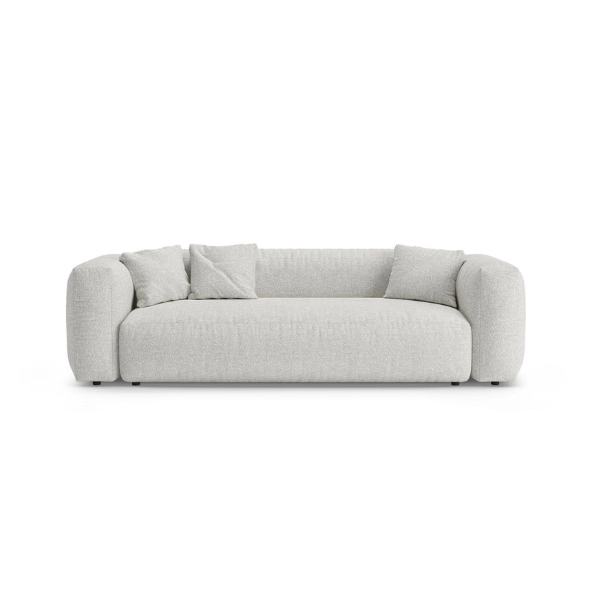Martina 3-Sitzer Sofa mit Schlaffunktion, ausklappbar, aus Boucle in Grey Beige Melange (Monet Pearl), 264x106 cm von Micadoni – Bild 1