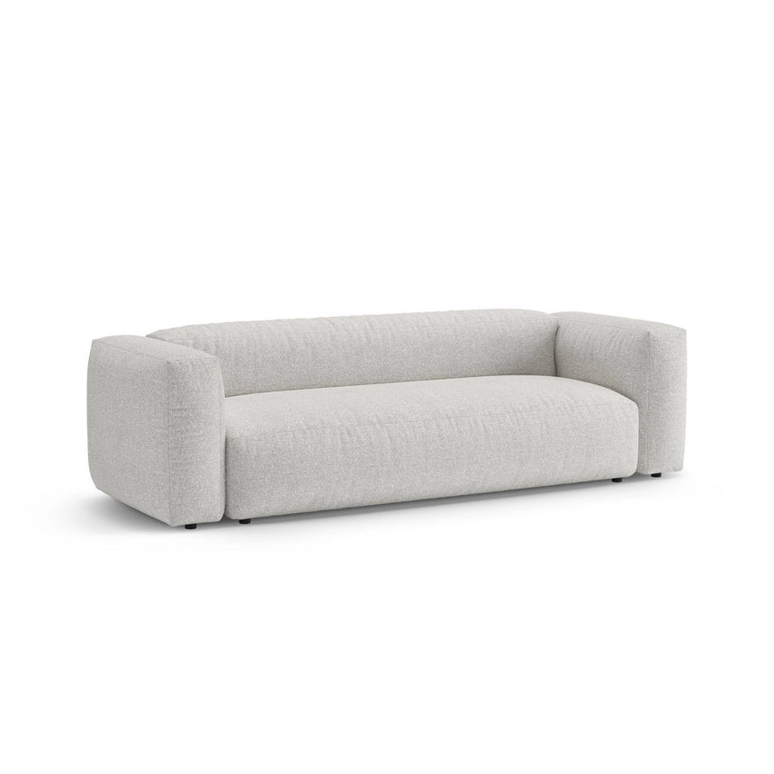 Martina 3-Sitzer Sofa mit Schlaffunktion, ausklappbar, aus Boucle in Grey Beige Melange (Monet Pearl), 264x106 cm von Micadoni – Bild 6