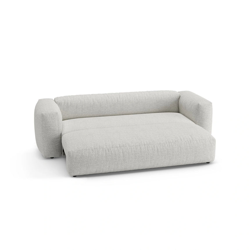 Martina 3-Sitzer Sofa mit Schlaffunktion, ausklappbar, aus Boucle in Grey Beige Melange (Monet Pearl), 264x106 cm von Micadoni – Bild 7