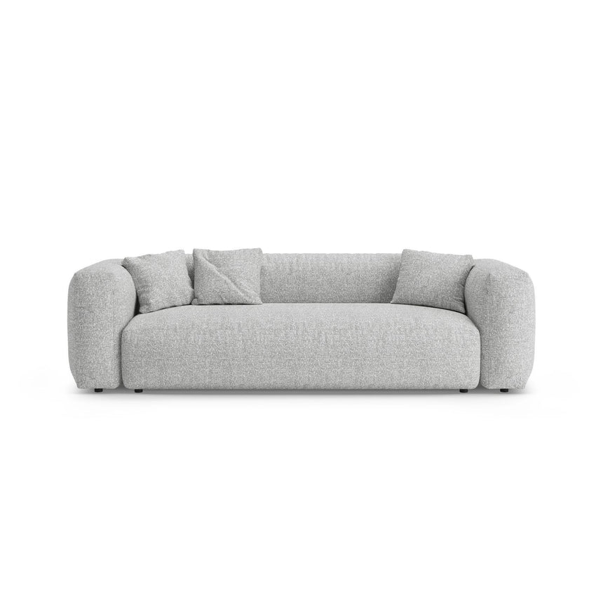 Martina 3-Sitzer Sofa mit Schlaffunktion, ausklappbar, aus Boucle in Silber (Monet Silver), 264x106 cm von Micadoni – Bild 1