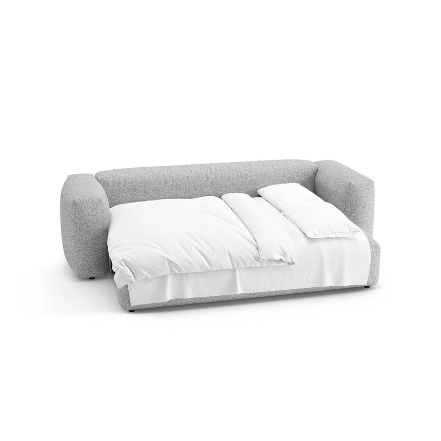 Martina 3-Sitzer Sofa mit Schlaffunktion, ausklappbar, aus Boucle in Silber (Monet Silver), 264x106 cm von Micadoni – Bild 8