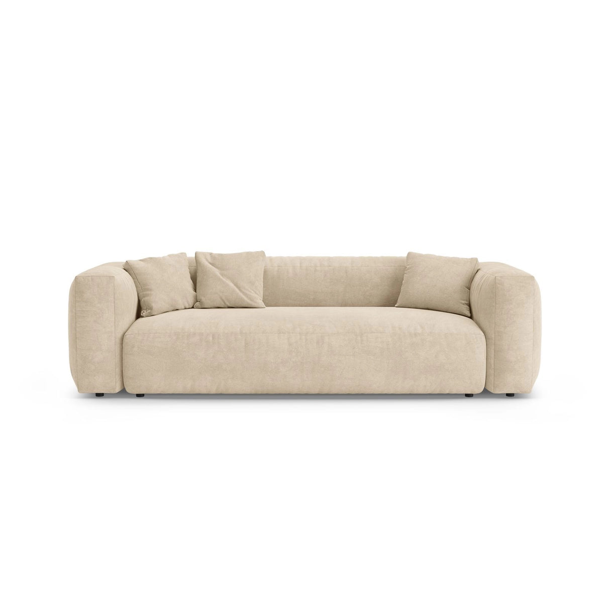 Martina 3-Sitzer Sofa mit Schlaffunktion, ausklappbar, aus Samt, Boucle oder Strukturstoff, 264x106 cm von Micadoni – Bild 1