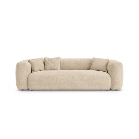 Martina 3-Sitzer Sofa mit Schlaffunktion, ausklappbar, aus Samt, Boucle oder Strukturstoff, 264x106 cm von Micadoni – Bild 1