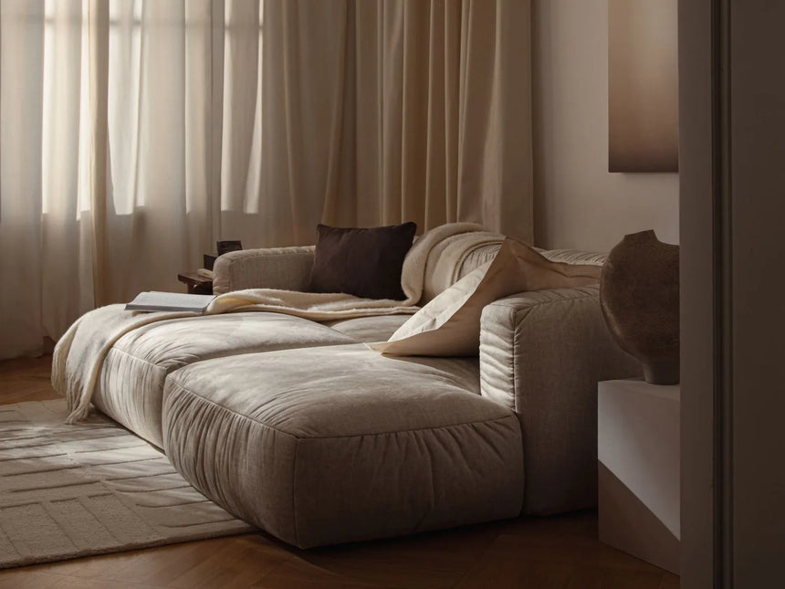 Martina 3-Sitzer Sofa mit Schlaffunktion, ausklappbar, aus Samt, Boucle oder Strukturstoff, 264x106 cm von Micadoni – Bild 2