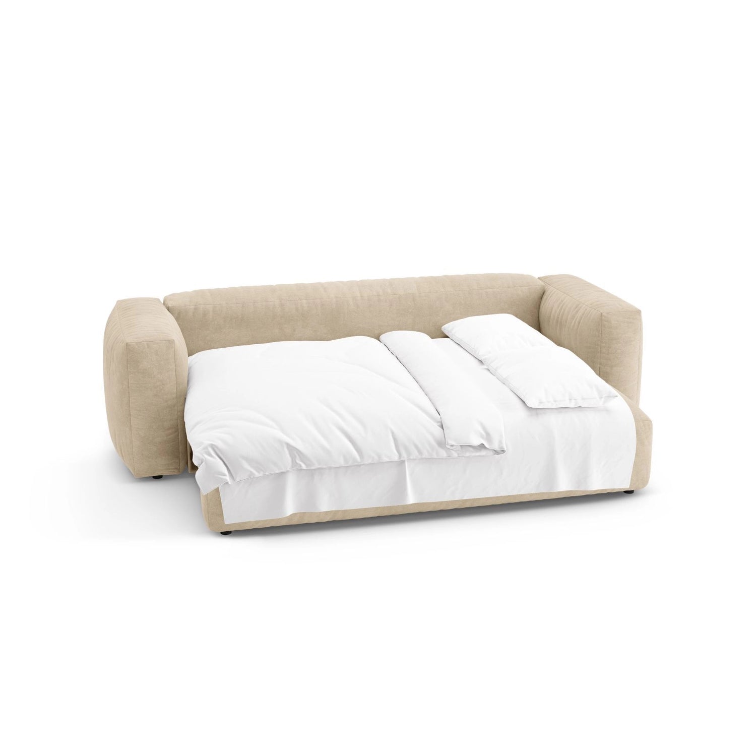 Martina 3-Sitzer Sofa mit Schlaffunktion, ausklappbar, aus Samt, Boucle oder Strukturstoff, 264x106 cm von Micadoni – Bild 8